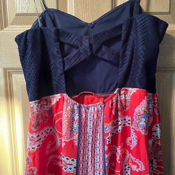 Strapless navy and red maxi dress - Picture 8 of 14